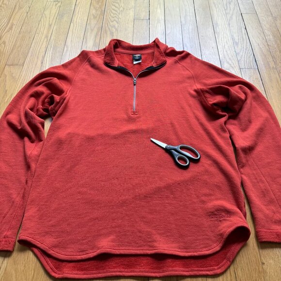 Patagonia Size M Burnt Orange Merino Wool 1/4 Zip Performance Base Layer Shirt - Picture 5 of 16